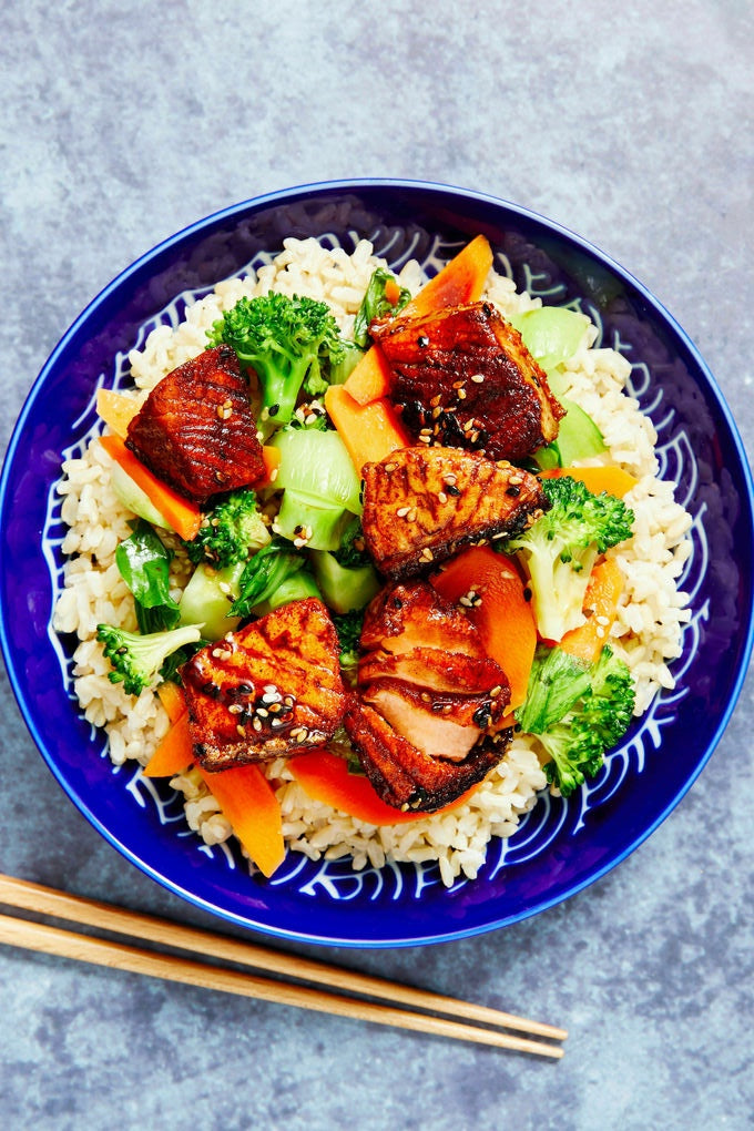 (MFW111) Japanese Sesame Soy Glazed Salmon & Rice